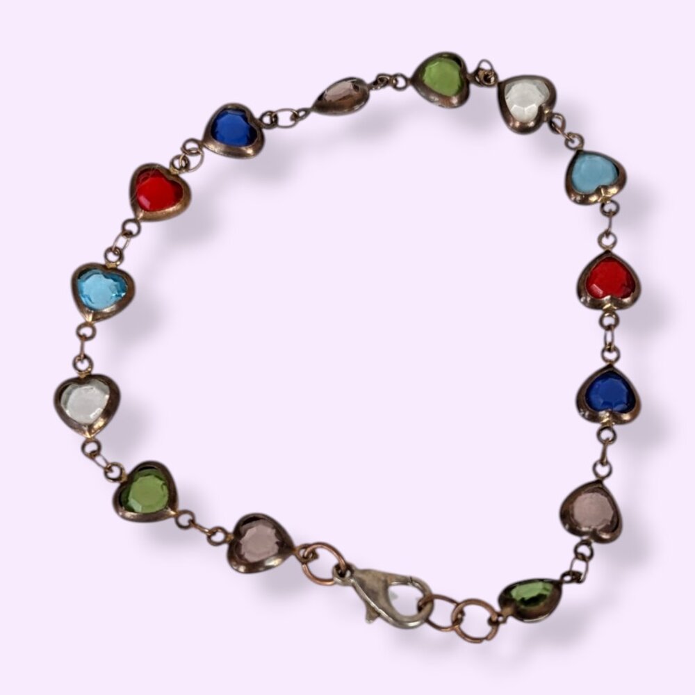 (2/$20) Dainty Colourful Glass Heart Bracelet